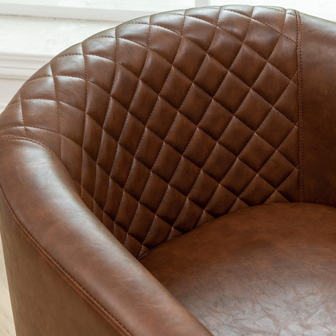 Logan Faux Leather Tufted Club Chair - Comfy Accent Chair | Occasional Chairs | Kinwell Furniture | Comfortable Accent Chairs